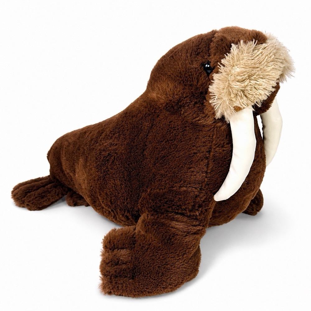 SeaWorld Walrus Plush Stuffed Animal Brown Vinyl Tusks 14" Long 2021 Soft Toy